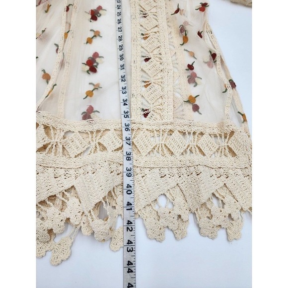 John Mark Anthropologie Boho Long Embroidered Sheer Kimono Duster Size M - Picture 10 of 13